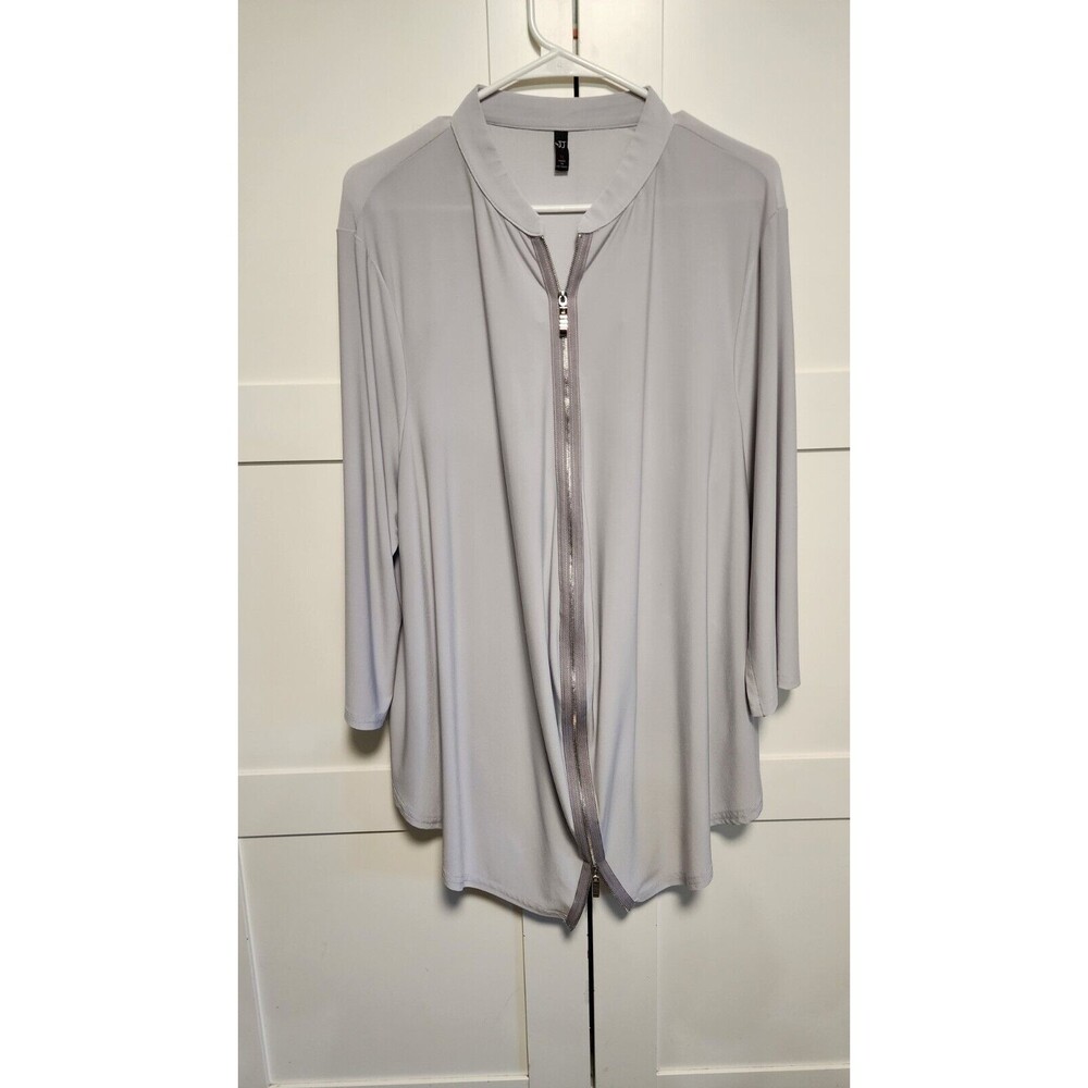 Light Grey Zippered Long Sleeve Tunic Top Size Medium